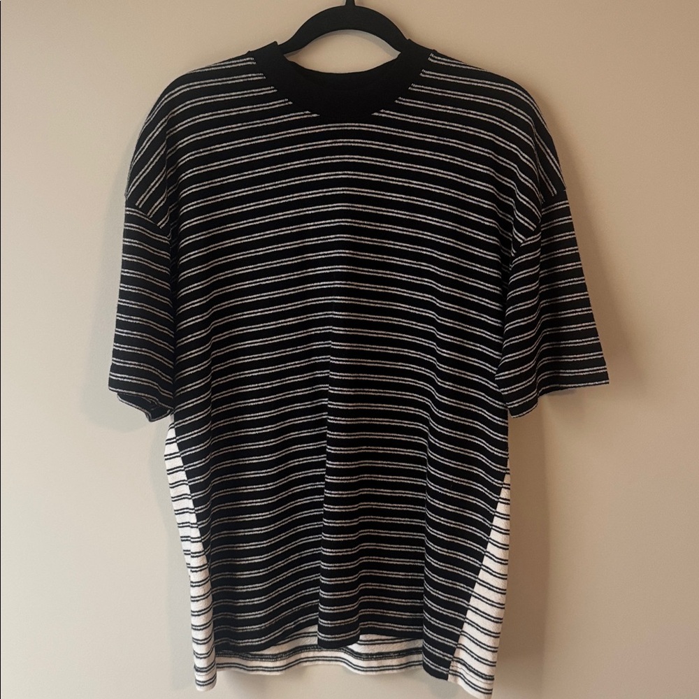 All Saints Black and White Striped Knit Top